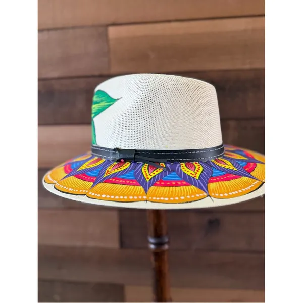 Hand Painted Floral Fedora Hat Colorful Boho Festival Statement Hat - Image 8
