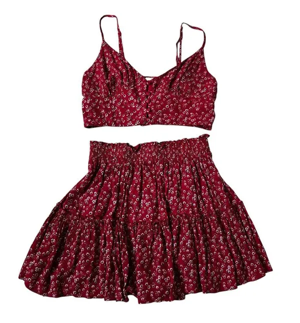 Princess Polly Rose Pink Floral Crop Top Full Skirt Set Women Size 4 | 68-15 - Image 3