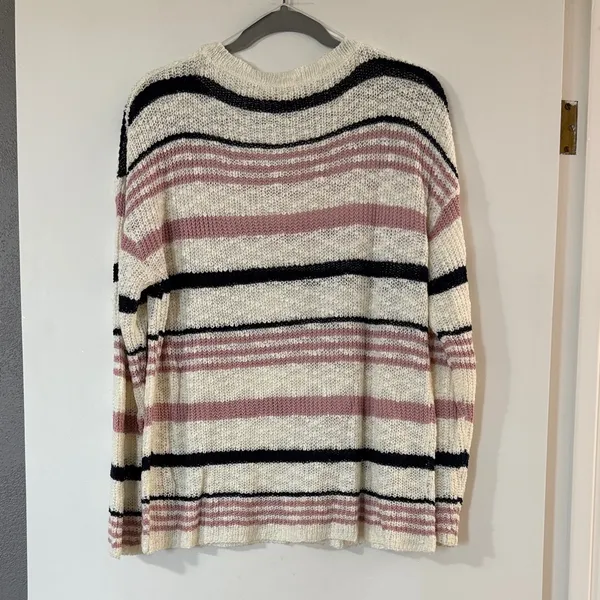 eesome Cream, Pink & Black Striped Scoopneck Sweater - Image 4