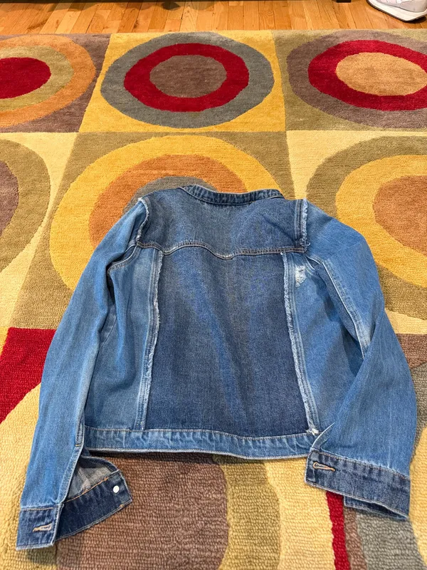 Vero Moda Mikky Distressed Collarless Denim Jean Jacket Women’s Size Medium - Image 3
