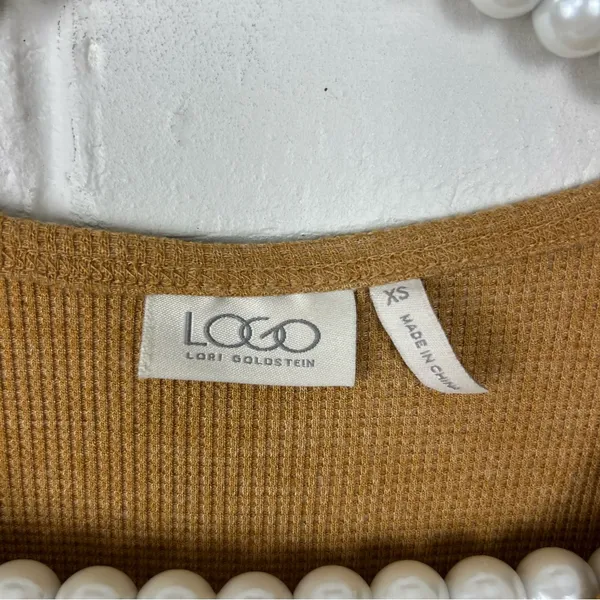 LOGO Lori Goldstein Waffle Knit Crotchet Trim Top Size XS - Image 6