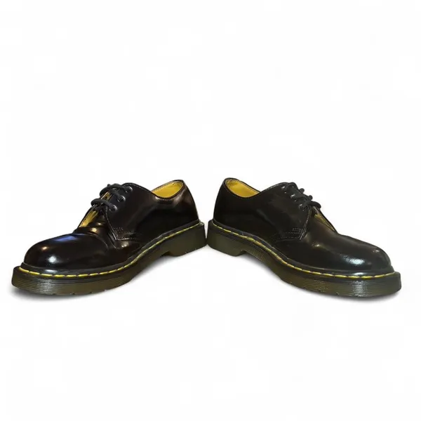 Dr. Martens Black smooth Leather Oxford Shoes Women’s 7 Yellow Stitch Lace Up - Image 4