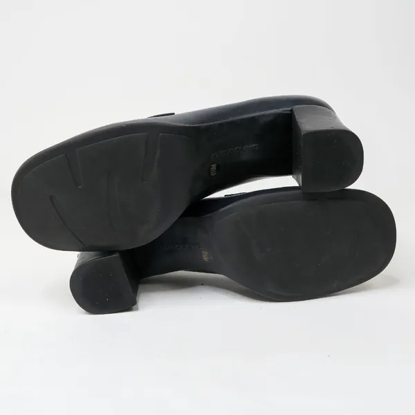 Vintage 90s Bandolino Navy Leather Heeled Loafers - Image 5