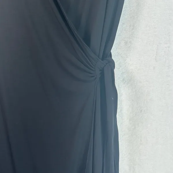 Studio M Black Wrap Dress Flutter Sleeve V-Neck Knee Length XL 9U00652K NEW - Image 6