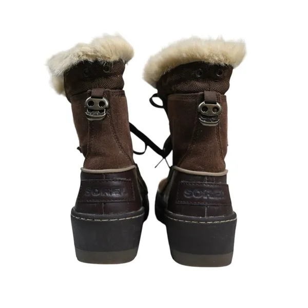 Sorel Womens 6 Tivolli III Snow Leather Suede Faux Fur Boot in Brown - Image 4