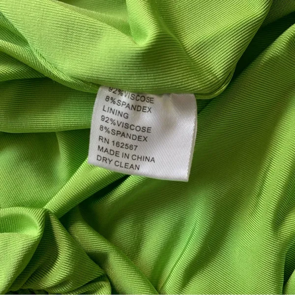 Atlein One Shoulder Ruched Mini Dress Lime Green Size Small - Image 7