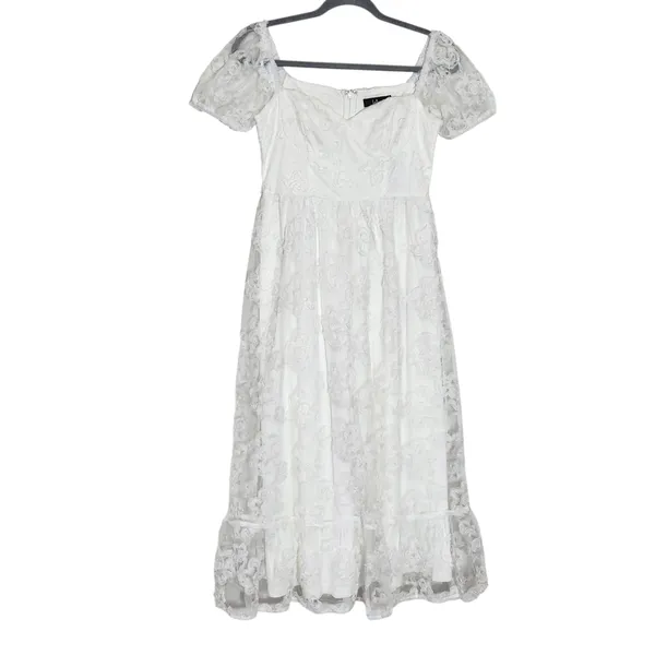 Lulus White Floral Midi Cocktail Dress NWT Size Small White Cocktail Dress - Image 3