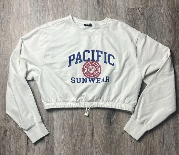 PacSun Pacific Sunwear White Cropped Sweatshirt - Image 3