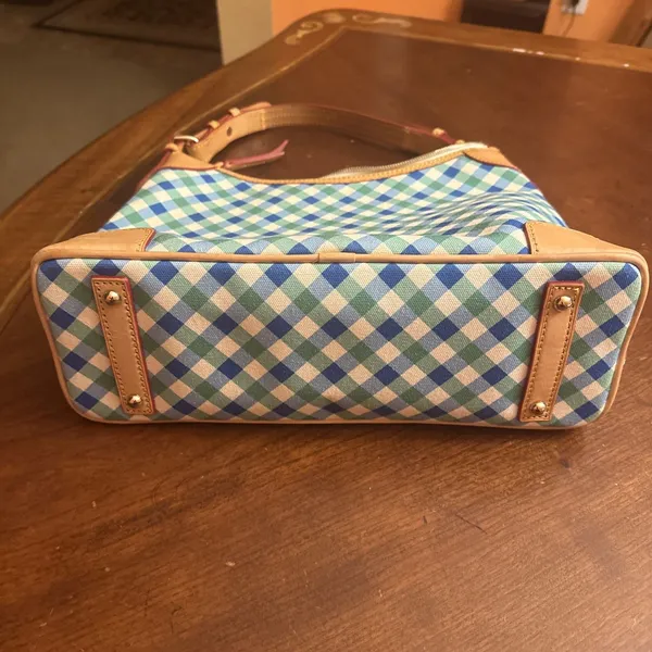 DOONEY & BOURKE Zip Satchel Green Plaid Medium Purse HandBag - Image 12