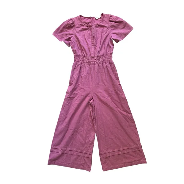 Anthropologie Somerset Jumpsuit Small Pink Full Length Short Sleeve Wide‎ Leg - Image 4