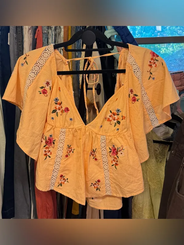 NWT Free People Make Me Yours Blouse - peach combo - Small - Image 8