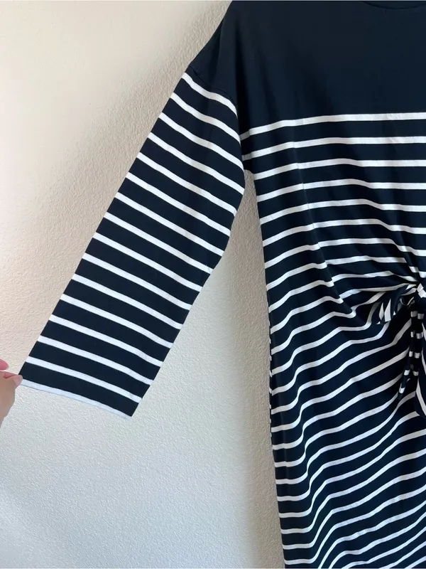 Madewell Women's Side-Tie Maxi Dress in Stripe‎ Dark Navy Relaxed Boho Comfy - Image 4