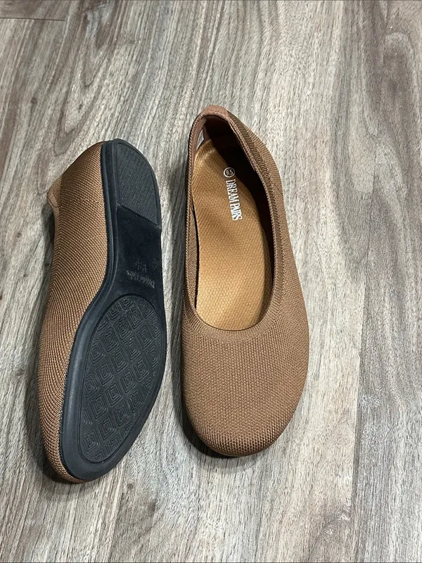 Dream Pairs Tan Round-Toe Ballet Flats - Image 8