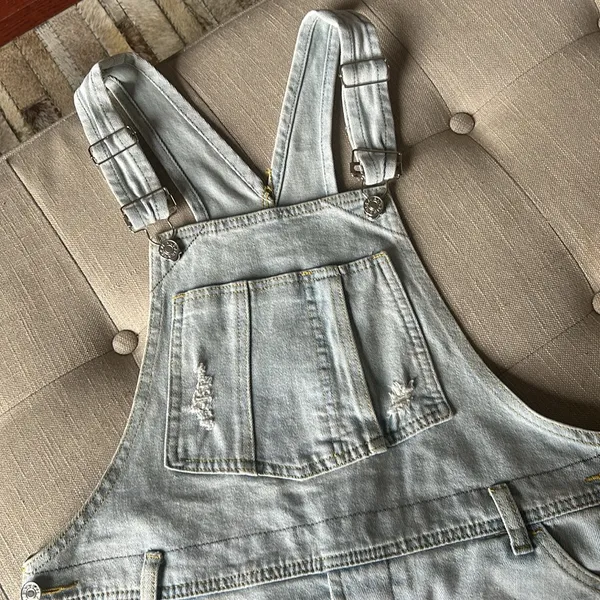 J.NNA‎ Denim Overall Mini Dress Size Small - Image 7