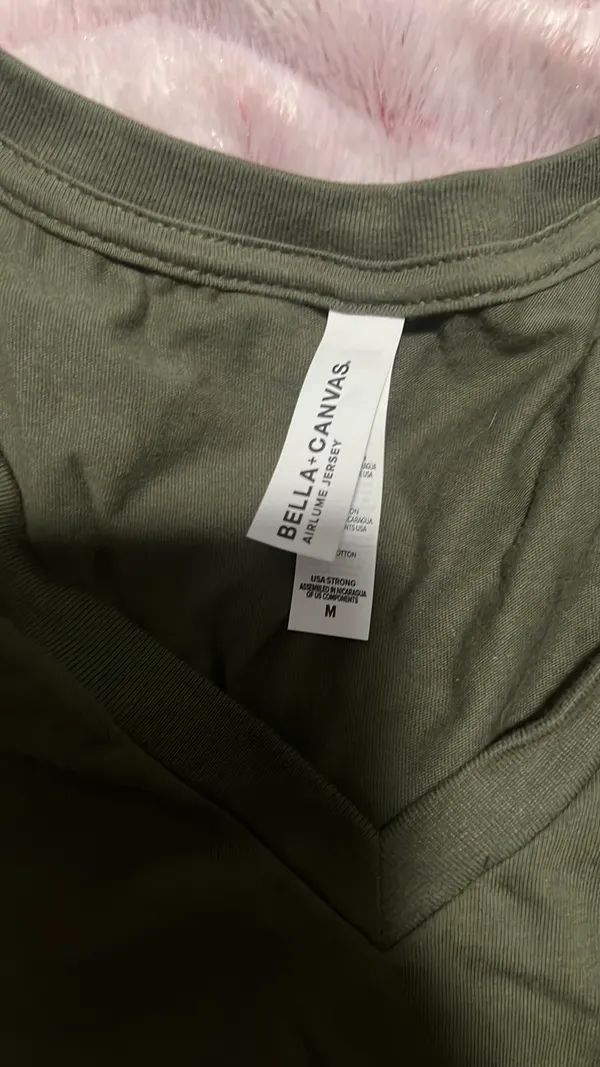 Bella Canvas green v neck  - Image 2