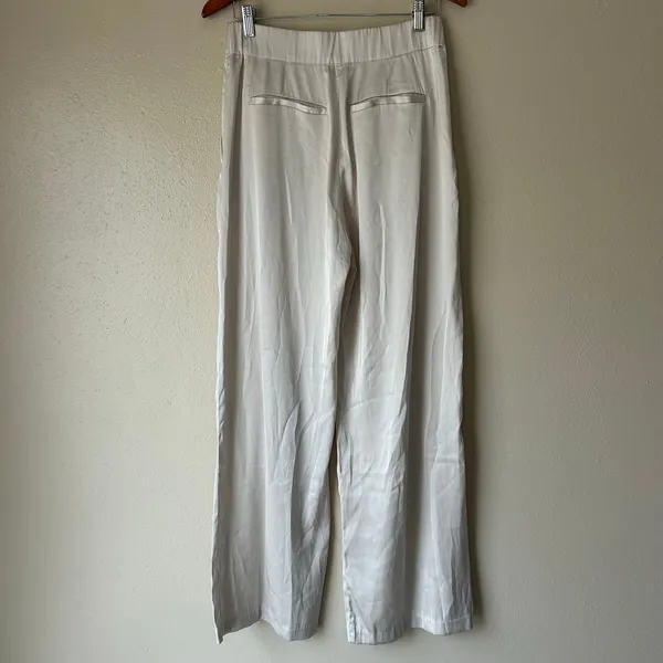 Abercrombie and Fitch Cream Silky High Rise Wide Leg Pants Size 10 - Image 9