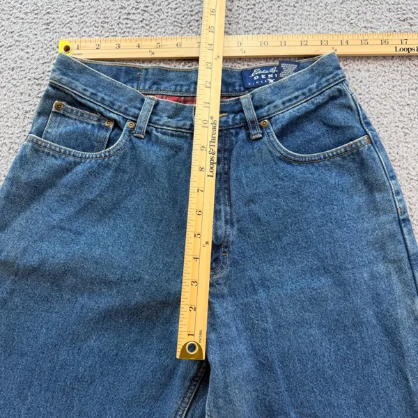 Vintage Eddie Bauer Flannel Lined Jeans 90s High Waisted Blue Denim 27x26 - Image 3
