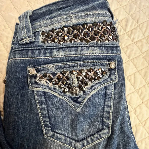 Miss Me Bootcut Bling Western Cowboy Denim Grunge Hip Hop Kendrick Jeans Size 28 - Image 7