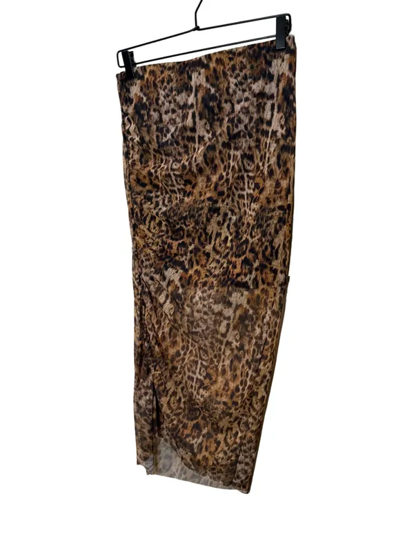 AllSaints Nora Leopard Print Mesh Midi Skirt NWT Size 6 - Image 5