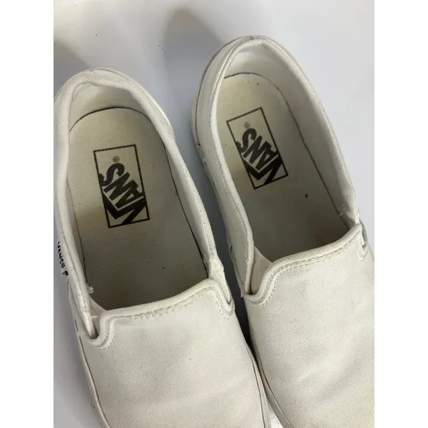 Vans Asher canvas all white slip on‎ sneakers loafers women's size 8.5 casual - Image 4