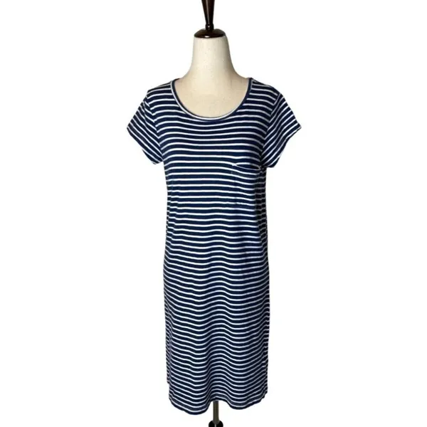 Joie Blue And White Striped Cotton Short Sleeve Pullover Mini T Shirt‎ Dress S - Image 2