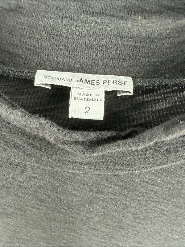 James Perse Black Skinny Turtleneck Long Sleeve Fitted Cotton Tshirt Top - Image 4