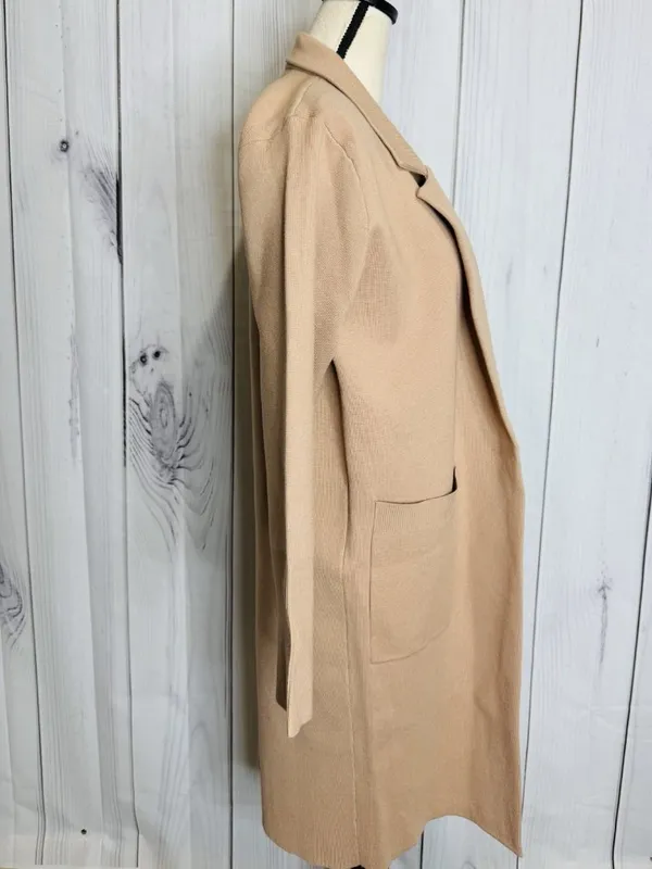 ANRABESS Long Cardigan Women’s Sz L Tan Open Front Duster Sweater Coat Pockets - Image 7