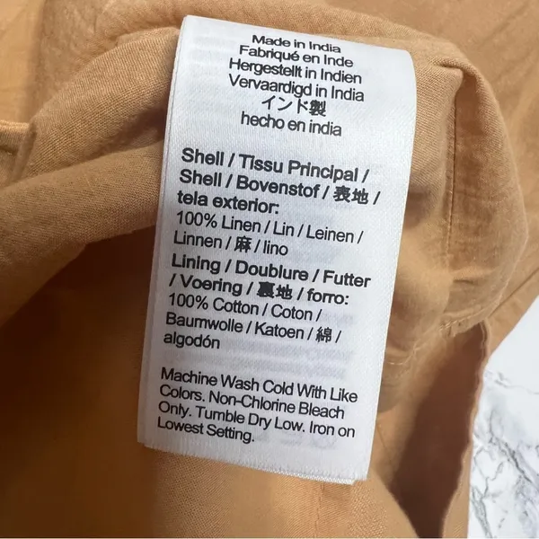 J. Crew Button-back linen shift dress tan brown‎ Sz M - Image 6