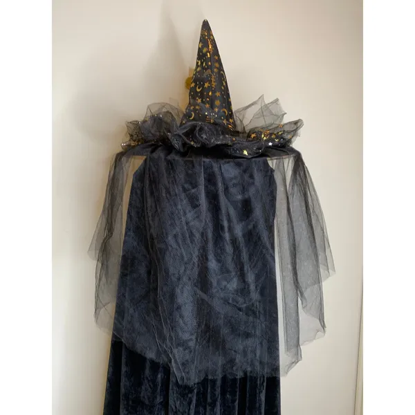 Witch Hat Black Gold Celestial Moon Star OSFA Costume Halloween - Image 3