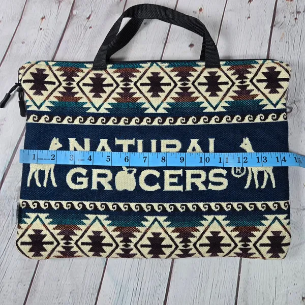 Natural Grocers Llama‎ Wool Laptop Sleeve Bag Southwest Geometric Ecuador Blue - Image 7