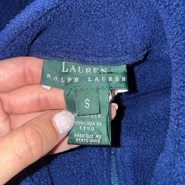 Lauren Ralph Lauren Fleece Pullover Women Small Blue Excellent Polartec Zip Up - Image 3