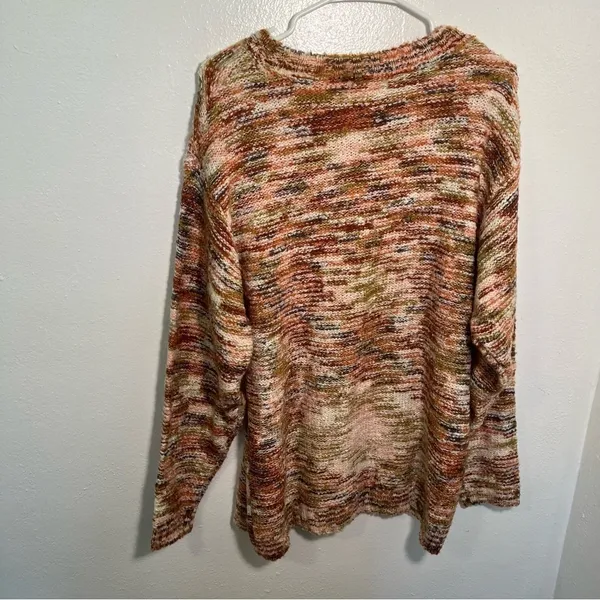 Peyton Primrose Women's Size Large Crewneck Sweater Multicolor Knit Orange Green - Image 7