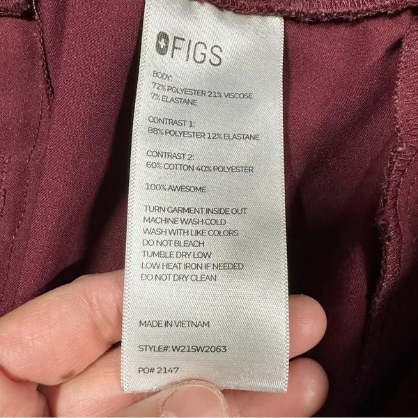 Figs Women’s Nepal Skinny Scrub Pants Pull On Limited Edition in Burgundy XL - Image 10