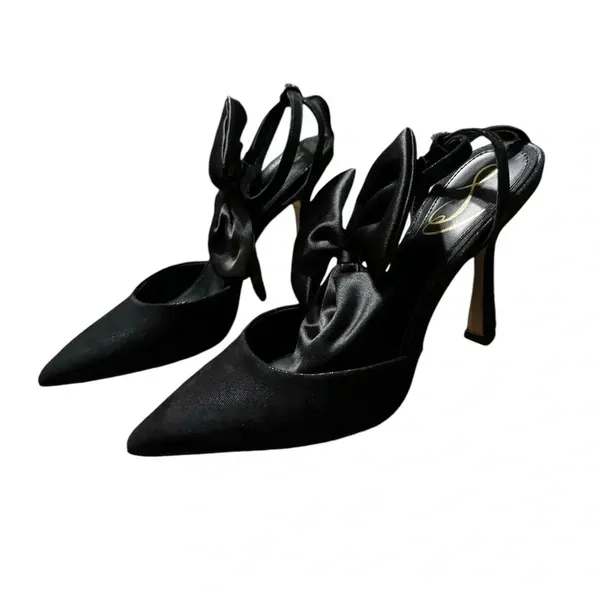 🎀🖤 Sam Edelman Halie Bow Satin Heel Black 5.5 – Very Good‎ 🖤🎀 - Image 2