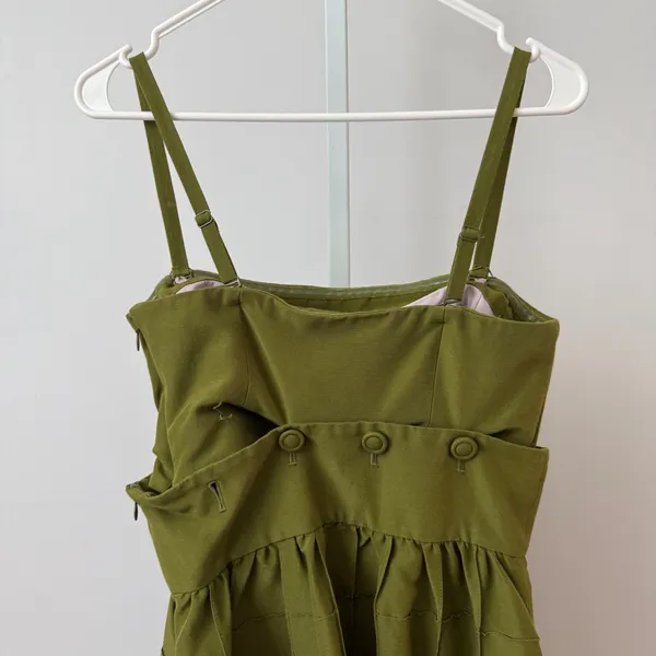 Maeve Cotton Silk Academia Quirky Lagenlook Babydoll Fit Flare Dress 2 Green - Image 7