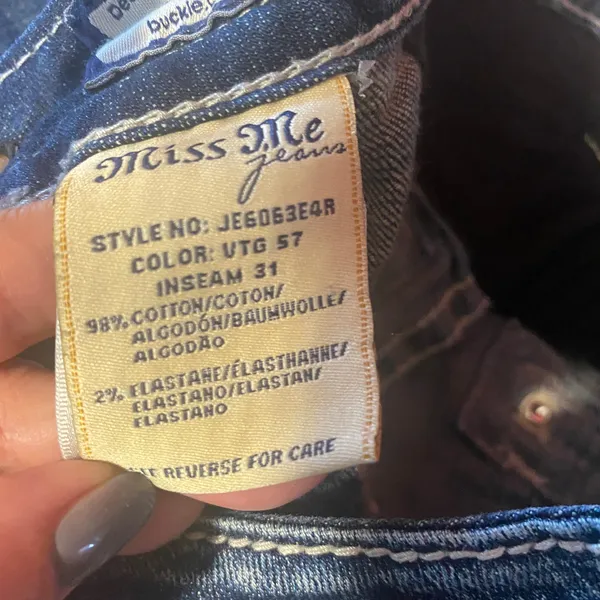 Miss Me Blue Easy Boot Distressed Embellished Classic Denim Jeans Women Sz 29 - Image 3