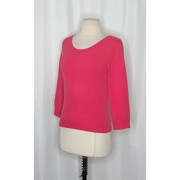 GARNET HILL Cashmere Sweater Scoop Neck Solid Pink Bright Pullover X-Small - Image 5