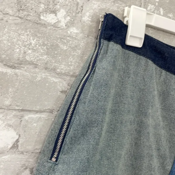 Vici Patchwork Denim Wrap Mini Skirt - Image 2