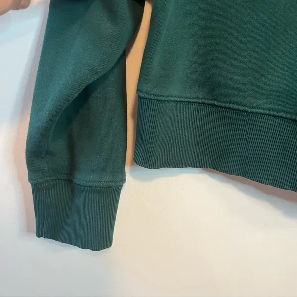 Zara Womens Cropped Hunter Green Hoodie Sweatshirt Small - Image 3
