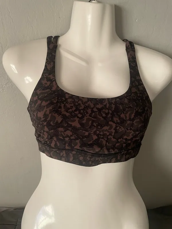 Lululemon Energy Bra Medium Support B–D Cup Wild Thing Camo Brown - Image 3