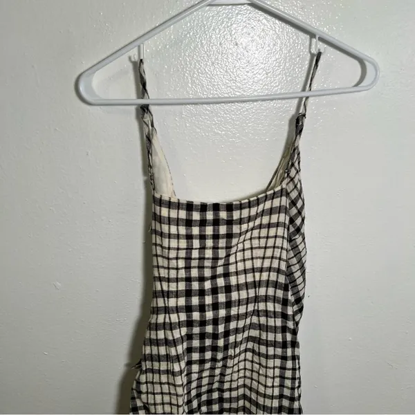Free People Womens Size 0 Nodia Gingham Check Wrap Mini Dress Black White Cotton - Image 8