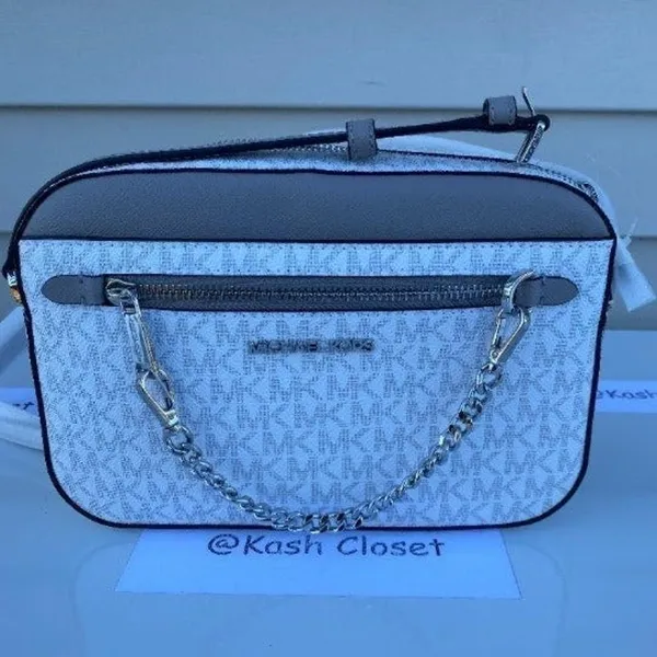 Michael Kors Bright White Chain Crossbody Purse - Image 2