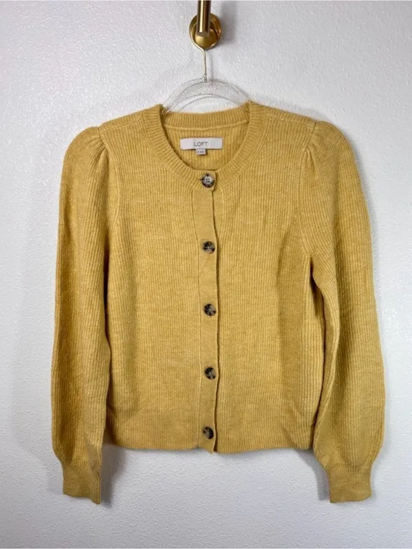 LOFT Soft Fuzzy Knit Button-Down Cardigan Size S - Image 2