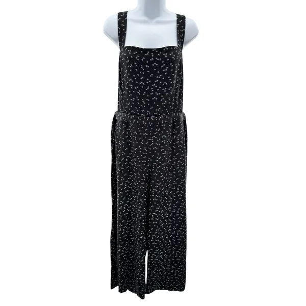 VETTA The Two Piece Apron Jumpsuit Size 18 Black Floral‎ Convertible Organic USA - Image 3