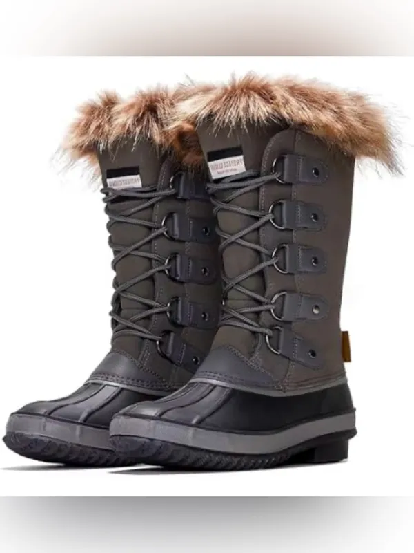 Project Cloud Women's Fur-Trim Leather Waterproof Winter Boots - Gray Size 9 - Image 15