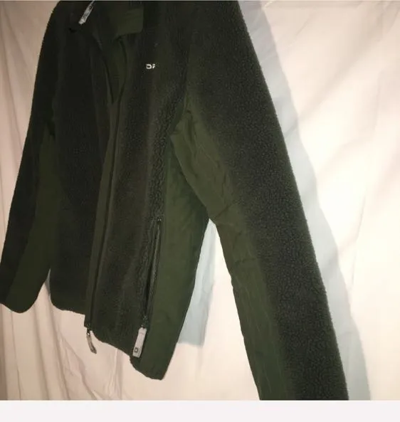 Vintage Army Green Denali Zip Up Sherpa Exterior Jacket - Image 3