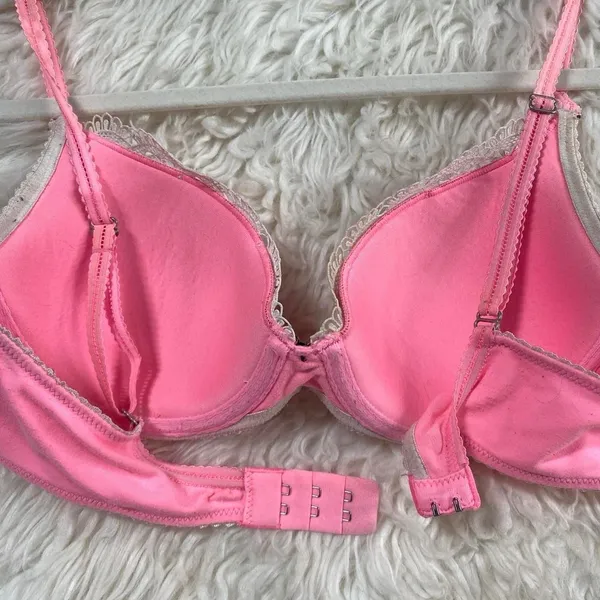 Victoria'S Secret Lined Demi Buste Double Pink White Floral Embroidery Lace - Image 6