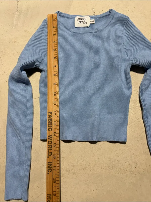 Princess Polly Light Blue Ribbed Long Sleeve Top XS/S - Image 3