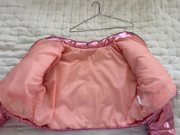 Boutique Cropped Pink Puffer Jacket - Image 6