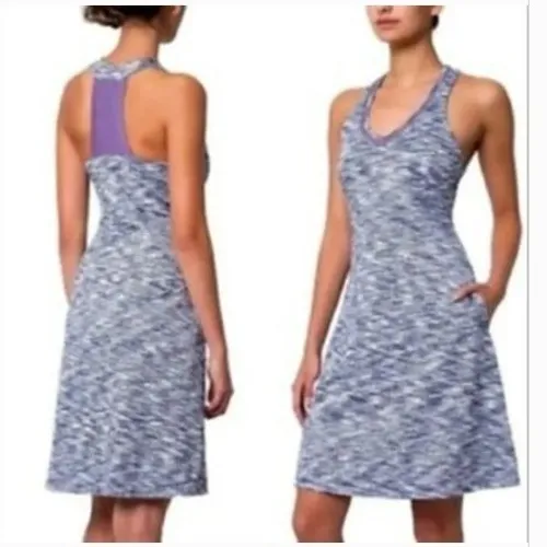 MPG Women's Size Medium Marled Performance Dress Purple Black V-Neck Sleeveless - Image 2